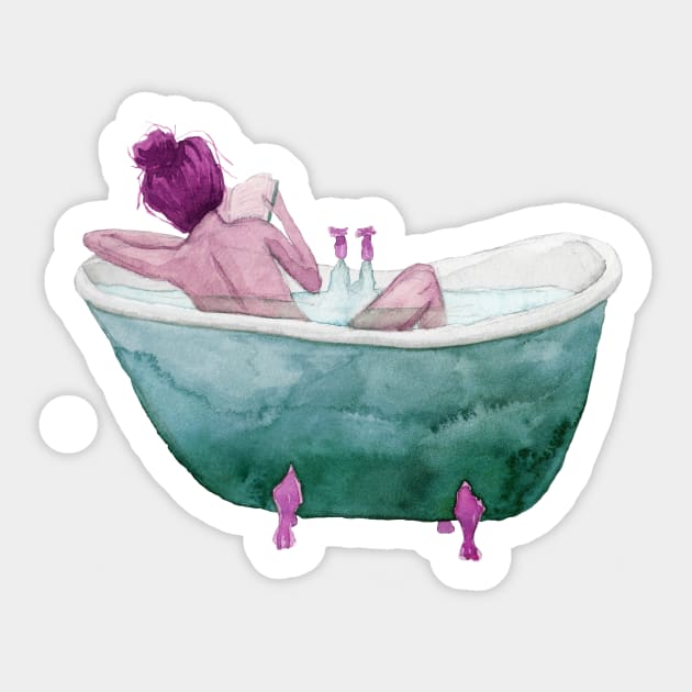 Bathtub Readings Teal & Pink Sticker by Michelleedesign